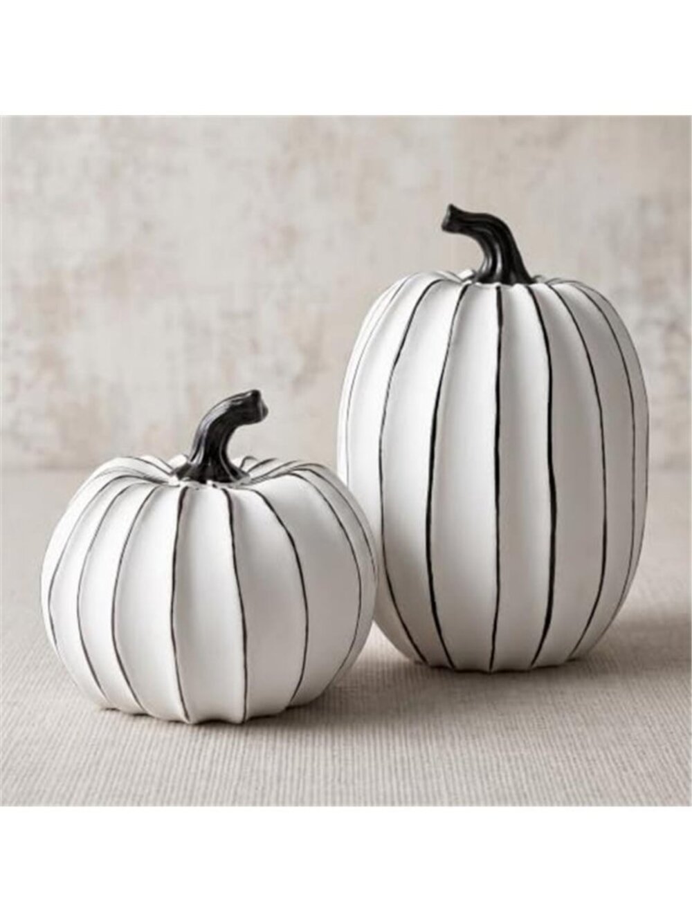 White and Black Halloween Pumpkin Decor, Small Resin Pumpkin Set